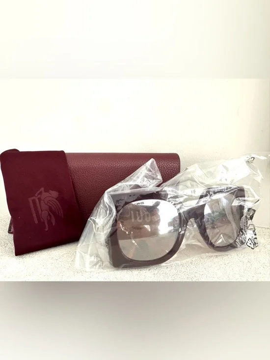 ETRO NEW Pegasus Oversized Sunglasses Burgundy Gold Italy + Box & Cloth - Picture 9 of 9